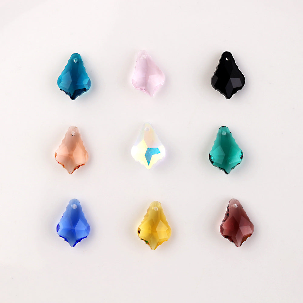 Electroplated Maple Leaf Glass Beads 11x16mm Double-Sided Single Hole 30pcs 9