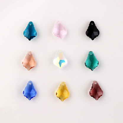 Electroplated Maple Leaf Glass Beads 11x16mm Double-Sided Single Hole 30pcs 9