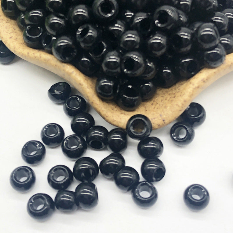 Glass Round Spacer Beads 6mm Black Large Hole 100pcs 4