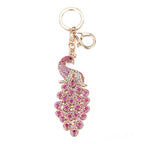 Rhinestone Peacock Keychain Metal Crystal Pink Iridescent Colors 5