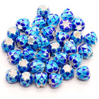Cloisonne Lotus Metal Beads 9mm Blue Enamel Alloy 10pcs