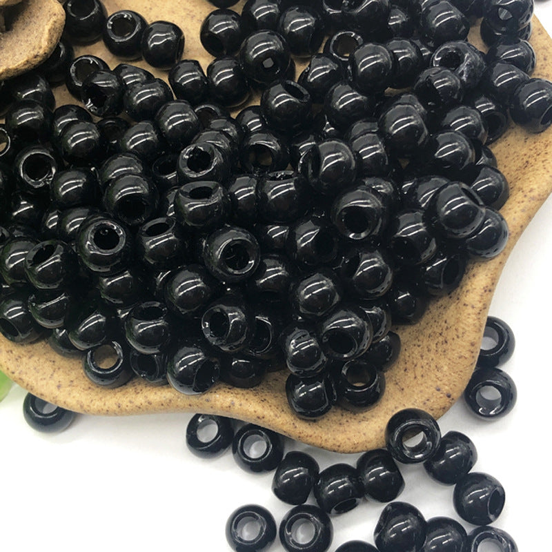 Glass Round Spacer Beads 6mm Black Large Hole 100pcs 2