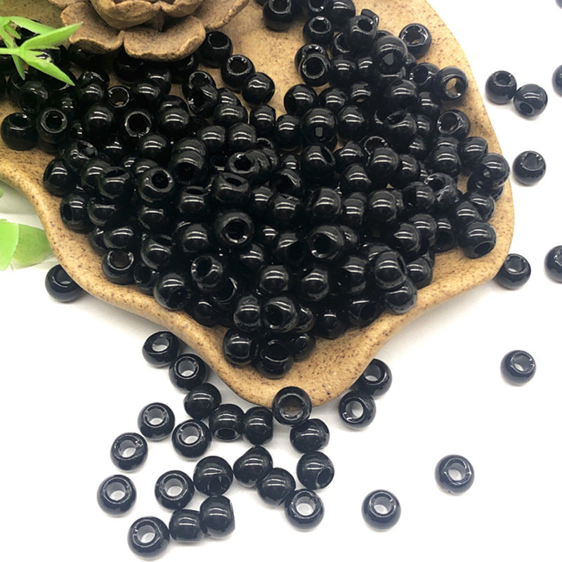 Glass Round Spacer Beads 6mm Black Large Hole 100pcs 3