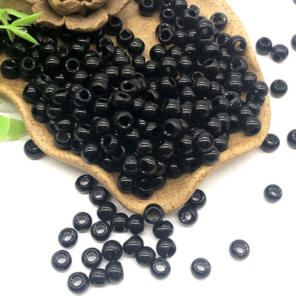 Glass Round Spacer Beads 6mm Black Large Hole 100pcs 3
