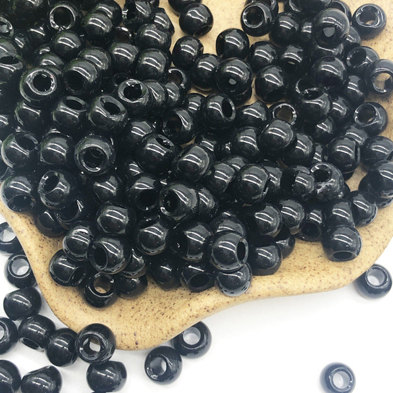 Glass Round Spacer Beads 6mm Black Large Hole 100pcs