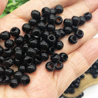 Glass Round Spacer Beads 6mm Black Large Hole 100pcs 5