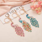 Rhinestone Peacock Keychain Metal Crystal Pink Iridescent Colors 4