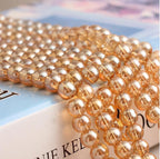 Electroplated Round Glass Beads 4-12mm Champagne Gold Metallic