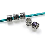Tube Metal Beads 8mm Ethnic Pattern Antique Silver Tone 100pcs 5