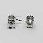 Tube Metal Beads 8mm Ethnic Pattern Antique Silver Tone 100pcs 3