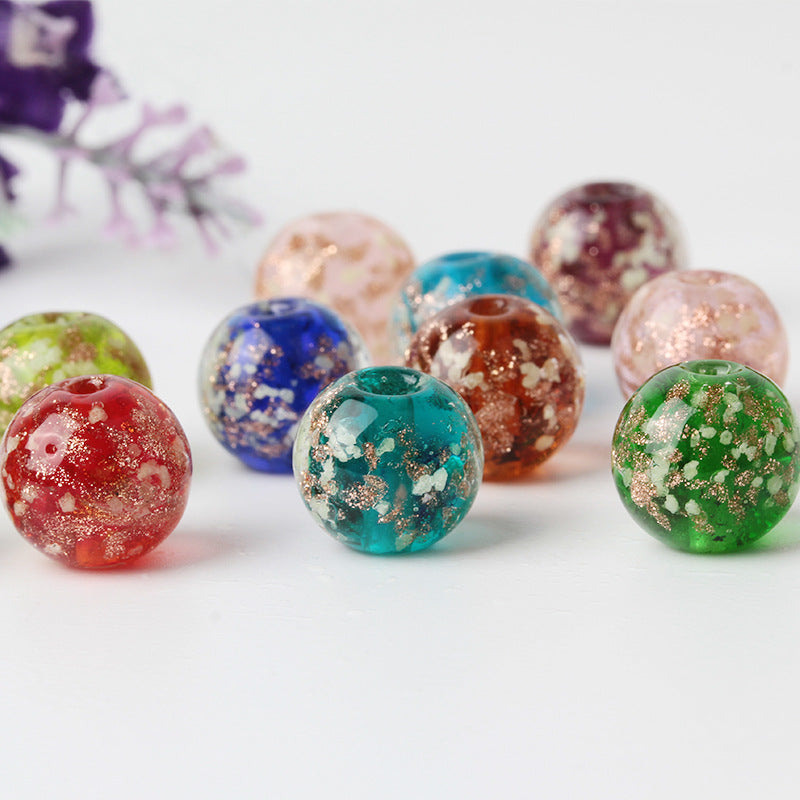 Transparent Round Glass Beads 10mm Multicolor Colored Glaze 10pcs 2
