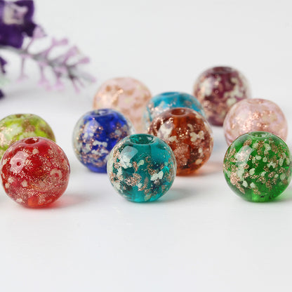 Transparent Round Glass Beads 10mm Multicolor Colored Glaze 10pcs 2