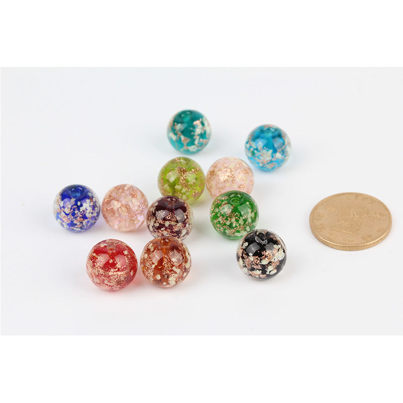 Transparent Round Glass Beads 10mm Multicolor Colored Glaze 10pcs 4