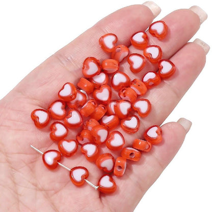 Colorful Heart Acrylic Beads 8x7mm Pastel Mixed 60pcs 19