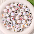16mm UV Electroplated Cartoon Printed Round Acrylic Beads 20pcs