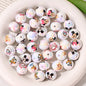 16mm UV Electroplated Cartoon Printed Round Acrylic Beads 20pcs