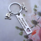 Stainless Steel Inspirational Graduation Strip Keychain Heart Cutout 4