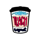 Silicone Focal Beads Coffee Teach Repeat Cup Colorful Text 20pcs