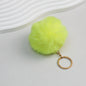 Pom Pom Keychain Plush Violet Faux Fur Ball Gold Ring 8cm