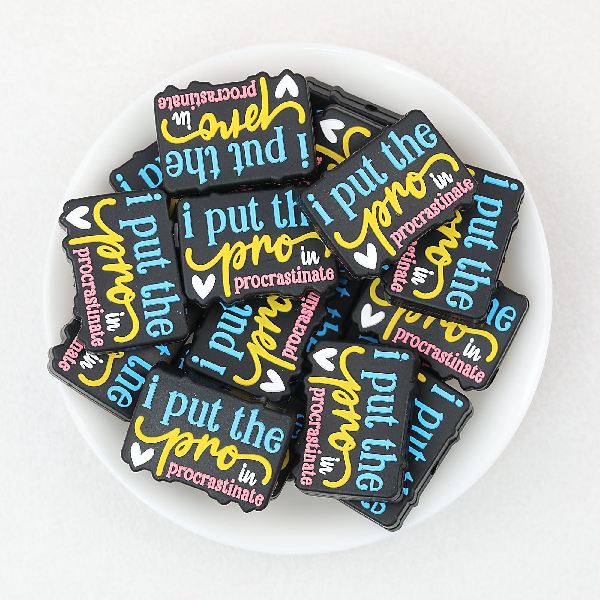 Silicone Rectangle Focal Beads I Put The Procrastinate Quote 20pcs