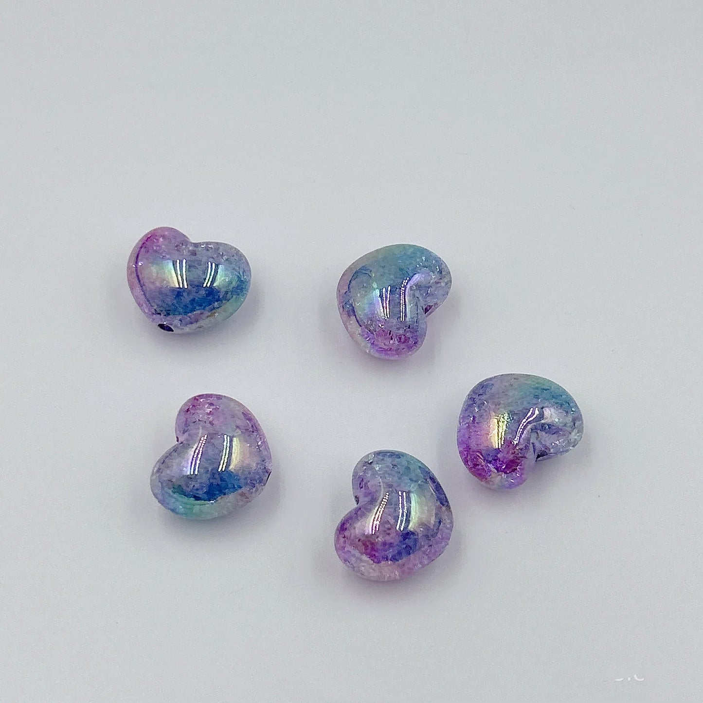 Gradient Heart Acrylic Beads 22mm Dual Color Crackle 50pcs 5