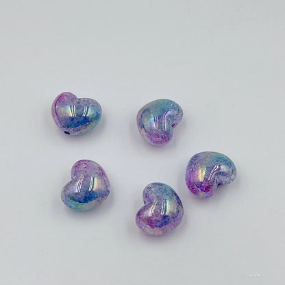 Gradient Heart Acrylic Beads 22mm Dual Color Crackle 50pcs 5