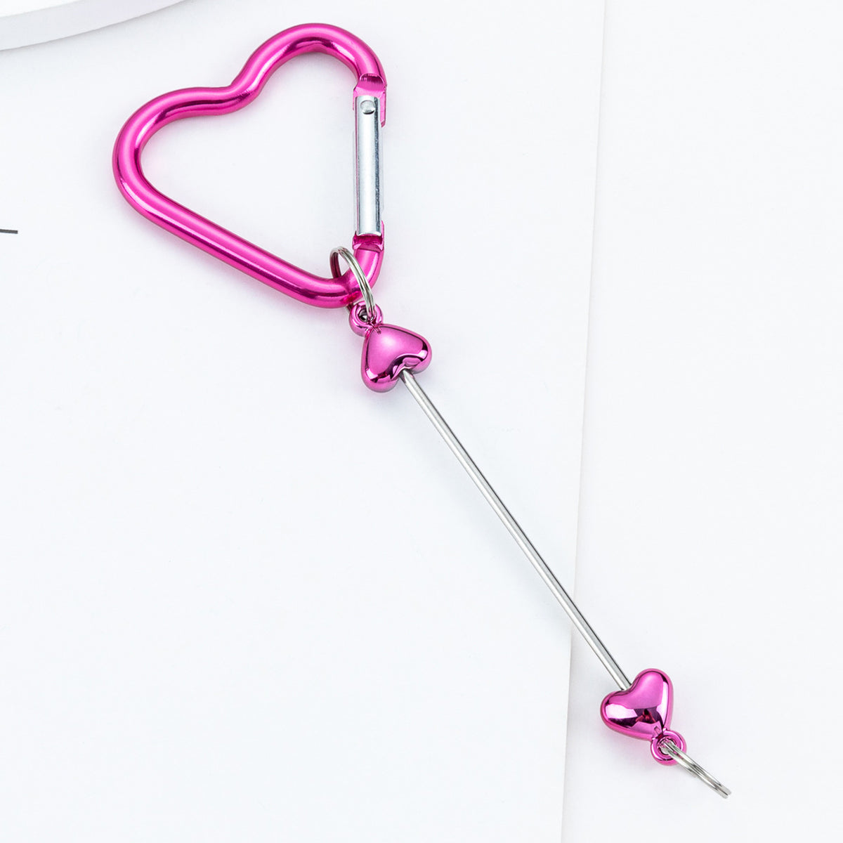 Beadable Metal Carabiners Heart-shaped With Bars