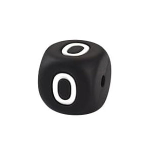 12mm Number Cube Square Silicone Beads Wholesale Black 0