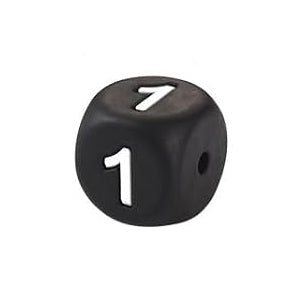 12mm Number Cube Square Silicone Beads Wholesale Black 1
