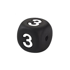 12mm Number Cube Square Silicone Beads Wholesale Black 3