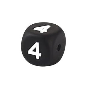 12mm Number Cube Square Silicone Beads Wholesale Black 4
