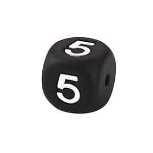 12mm Number Cube Square Silicone Beads Wholesale Black 5