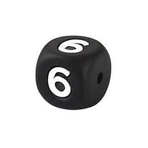 12mm Number Cube Square Silicone Beads Wholesale Black 6