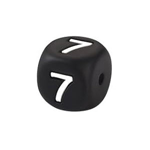 12mm Number Cube Square Silicone Beads Wholesale Black 7