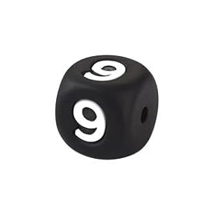 12mm Number Cube Square Silicone Beads Wholesale Black 9