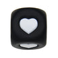 12mm Number Cube Square Silicone Beads Wholesale Black White Heart