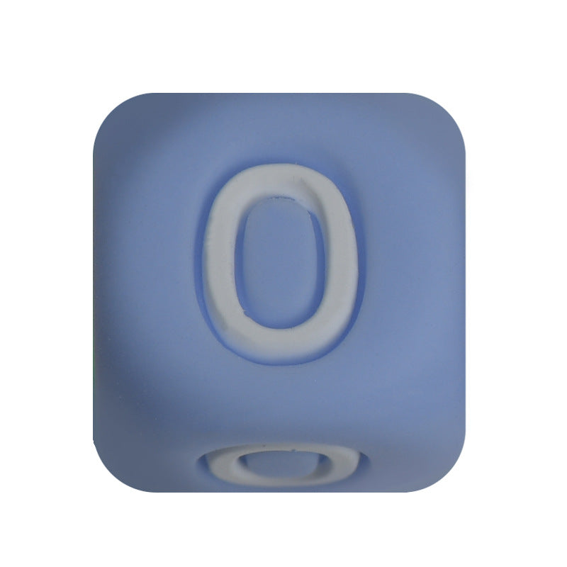 12mm Number Cube Square Silicone Beads Wholesale Blue 0