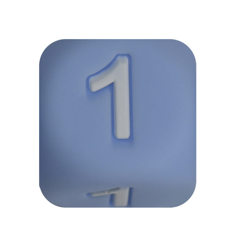 12mm Number Cube Square Silicone Beads Wholesale Blue 1