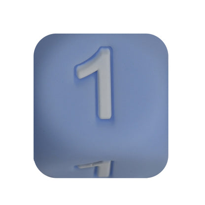 12mm Number Cube Square Silicone Beads Wholesale Blue 1