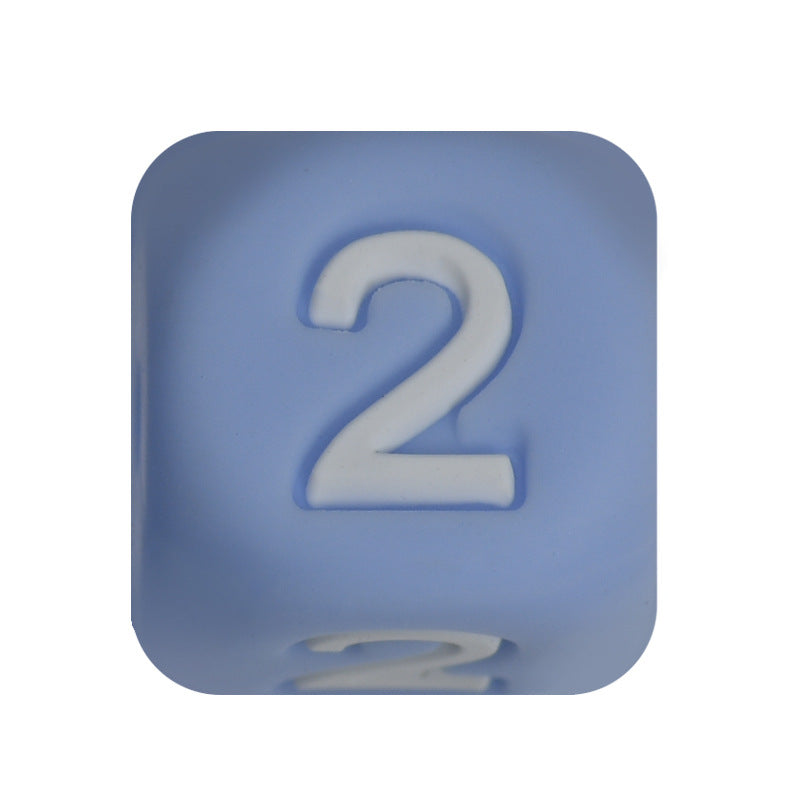 12mm Number Cube Square Silicone Beads Wholesale Blue 2