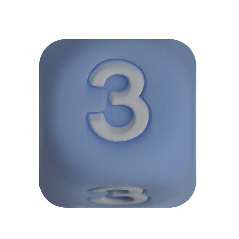 12mm Number Cube Square Silicone Beads Wholesale Blue 3