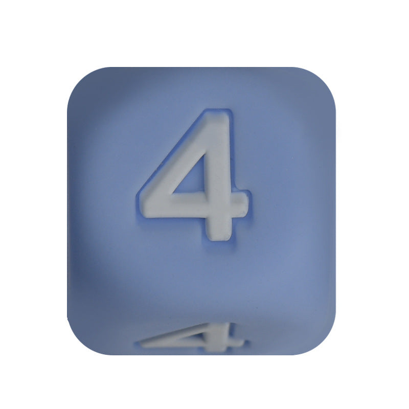 12mm Number Cube Square Silicone Beads Wholesale Blue 4