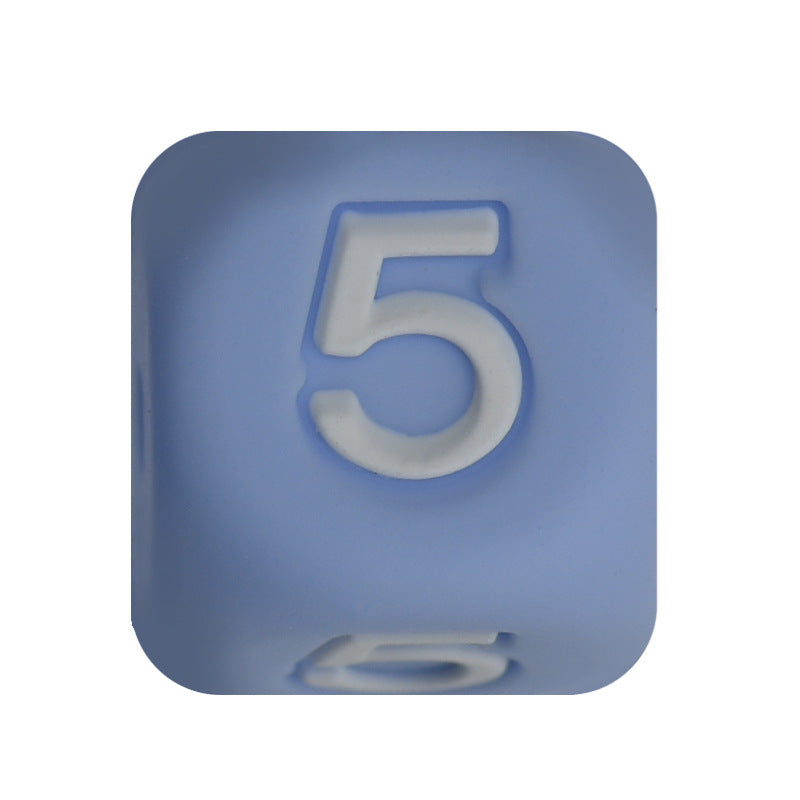12mm Number Cube Square Silicone Beads Wholesale Blue 5