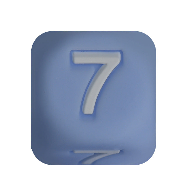 12mm Number Cube Square Silicone Beads Wholesale Blue 7