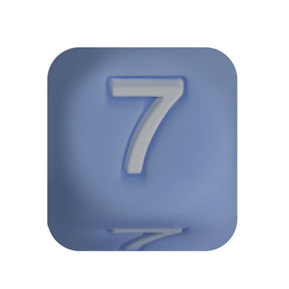 12mm Number Cube Square Silicone Beads Wholesale Blue 7