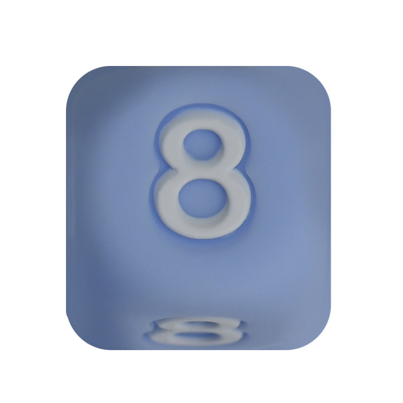 12mm Number Cube Square Silicone Beads Wholesale Blue 8