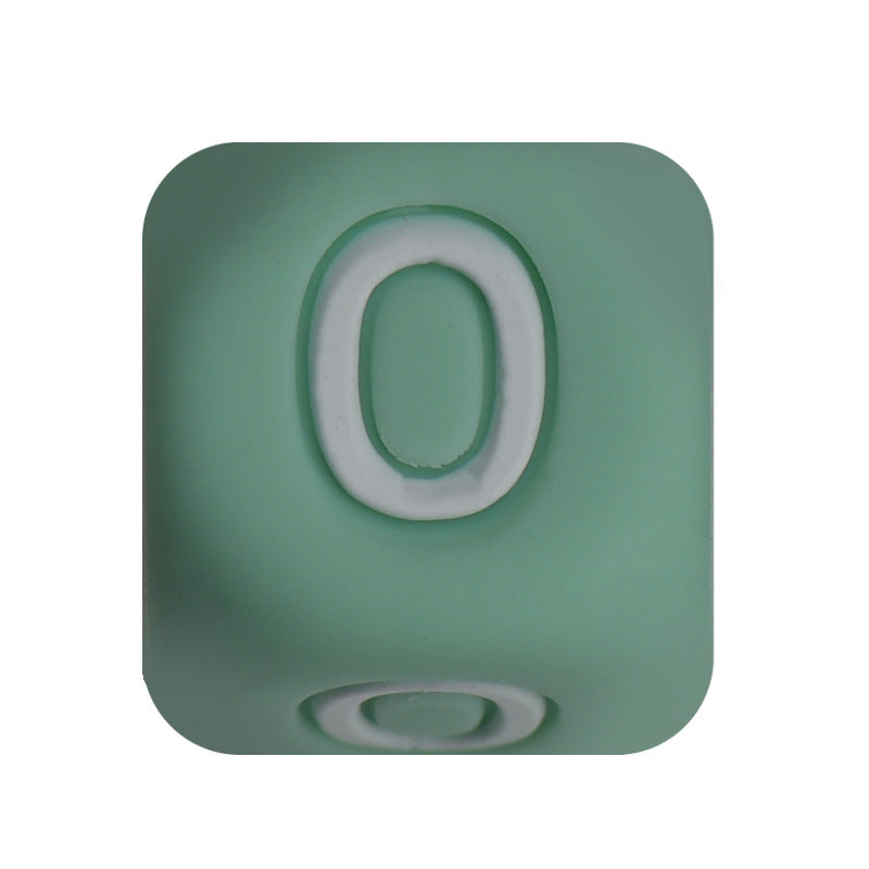 12mm Number Cube Square Silicone Beads Wholesale Green 0
