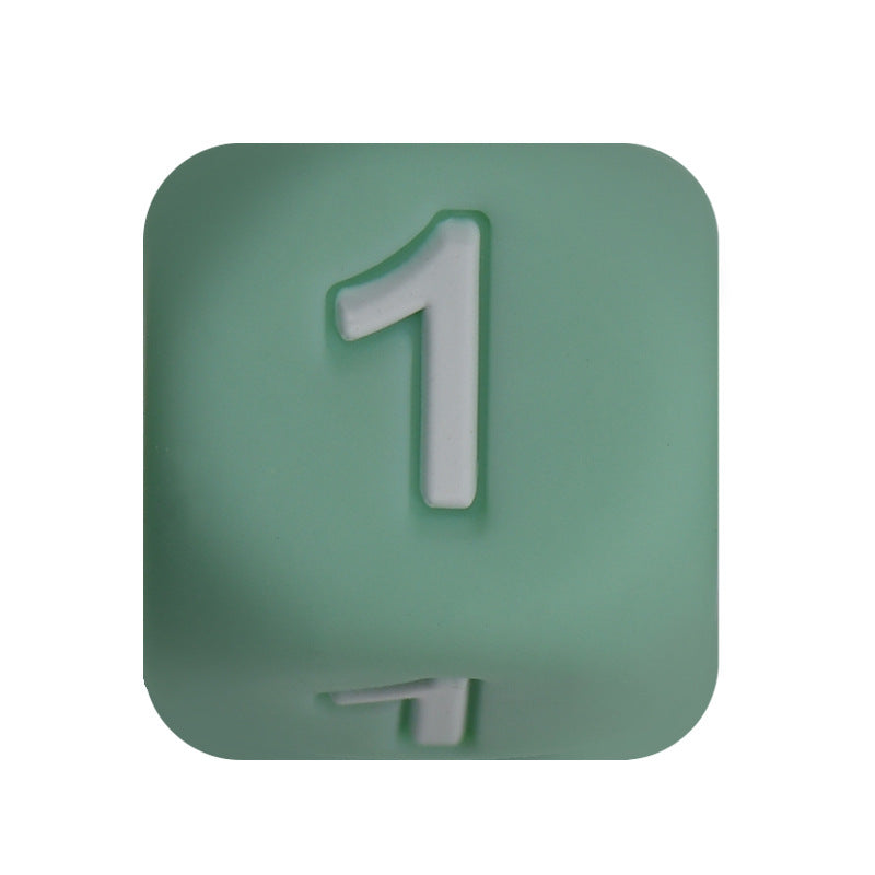 12mm Number Cube Square Silicone Beads Wholesale Green 1