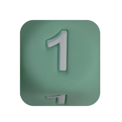 12mm Number Cube Square Silicone Beads Wholesale Green 1