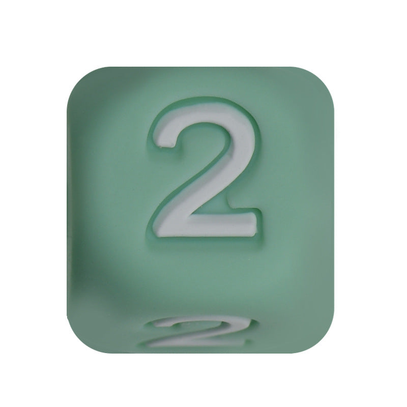 12mm Number Cube Square Silicone Beads Wholesale Green 2
